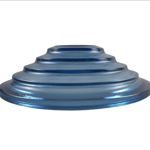 Set of 4 MCM Stepped Glass Soup Bowls Colbalt Blue Ribbed Salad Cereal Vintage - Picture 8 of 9